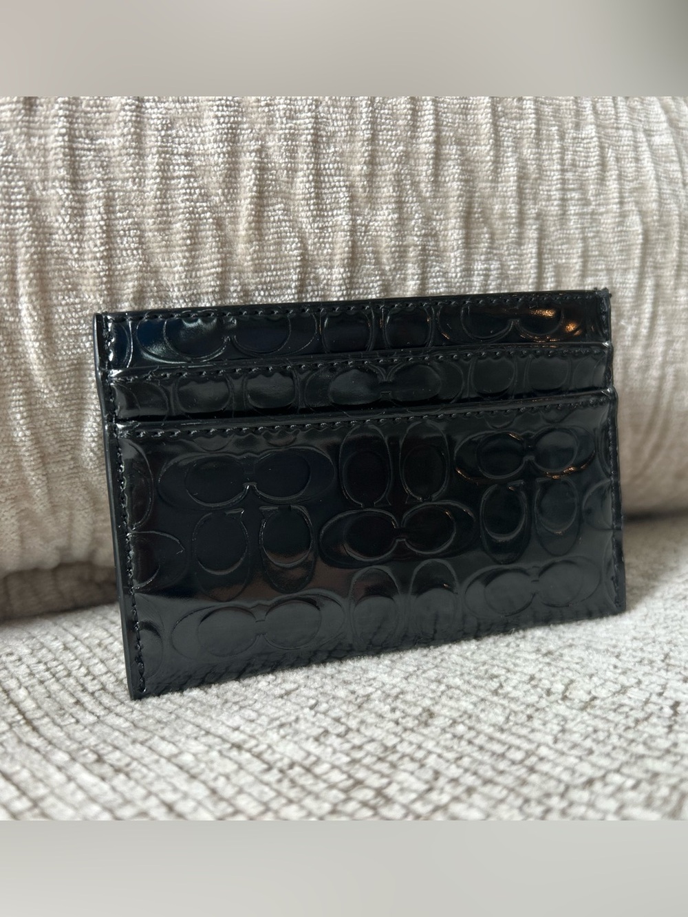 Coach Black Embossed Patent Leather Cardholder/ Wallet